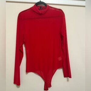 NWOT Express Mesh Turtleneck Bodysuit L
